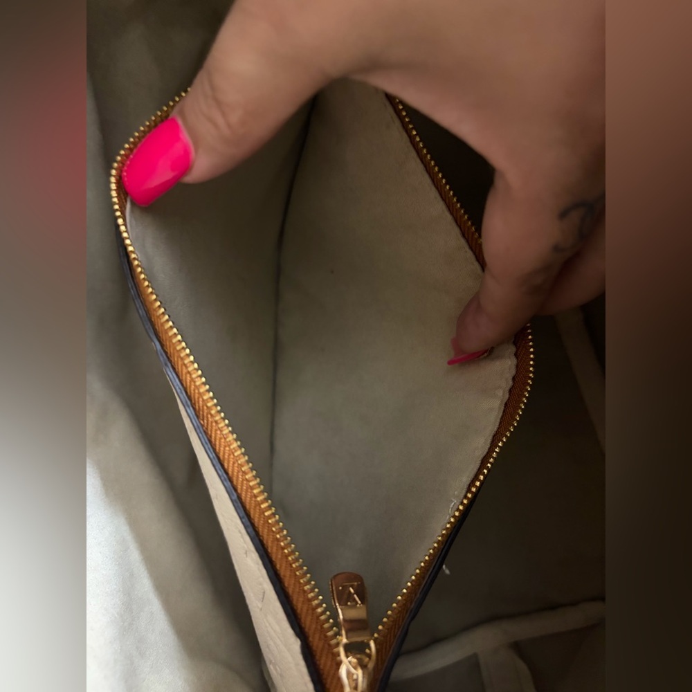 Fashion Soft Leather Trendyol Neverfull Cream & Brown Leather Tote with Pouch - Picture 10 of 15